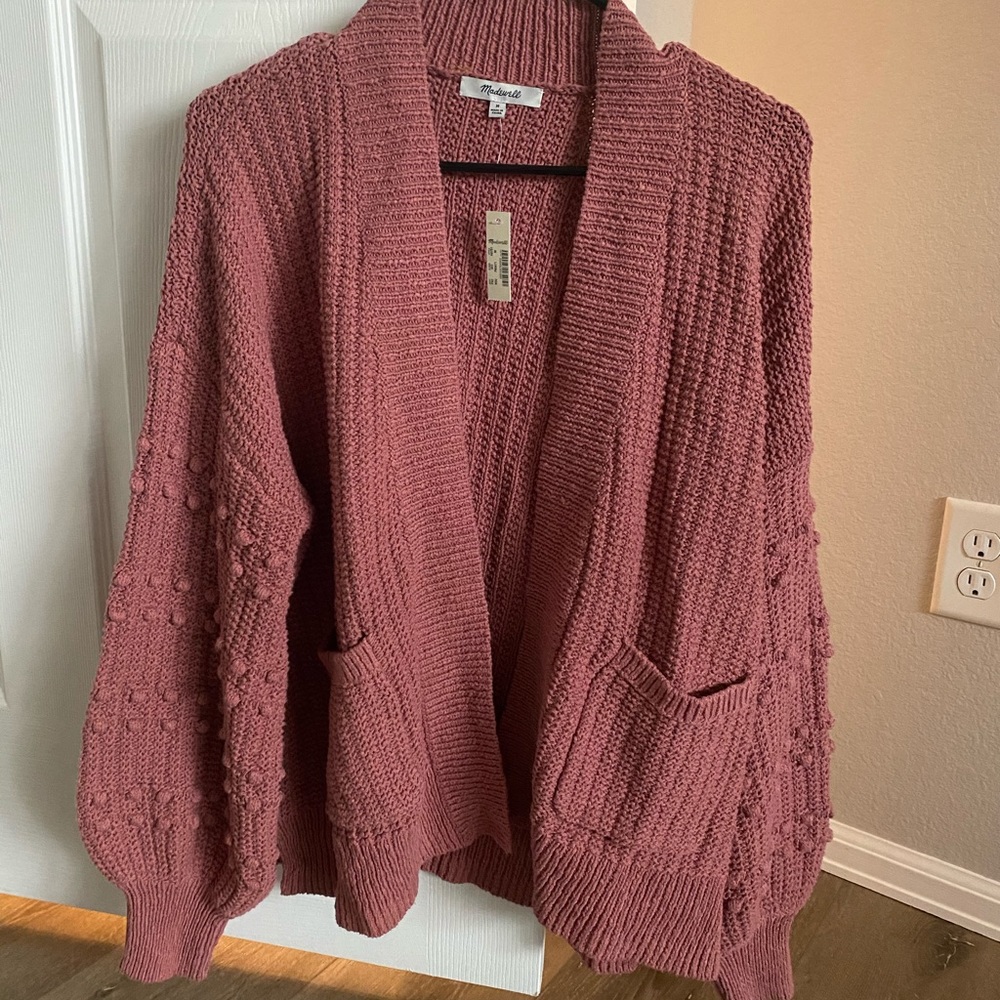 Madewell Bobble Oversized Slounchy Mauve Cardigan
